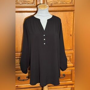 Zac & Rachel Elegant Black Blouse with Button Detail